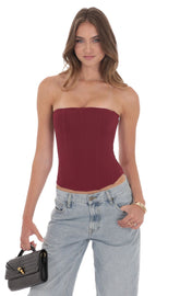 Strapless Corset Top in Maroon